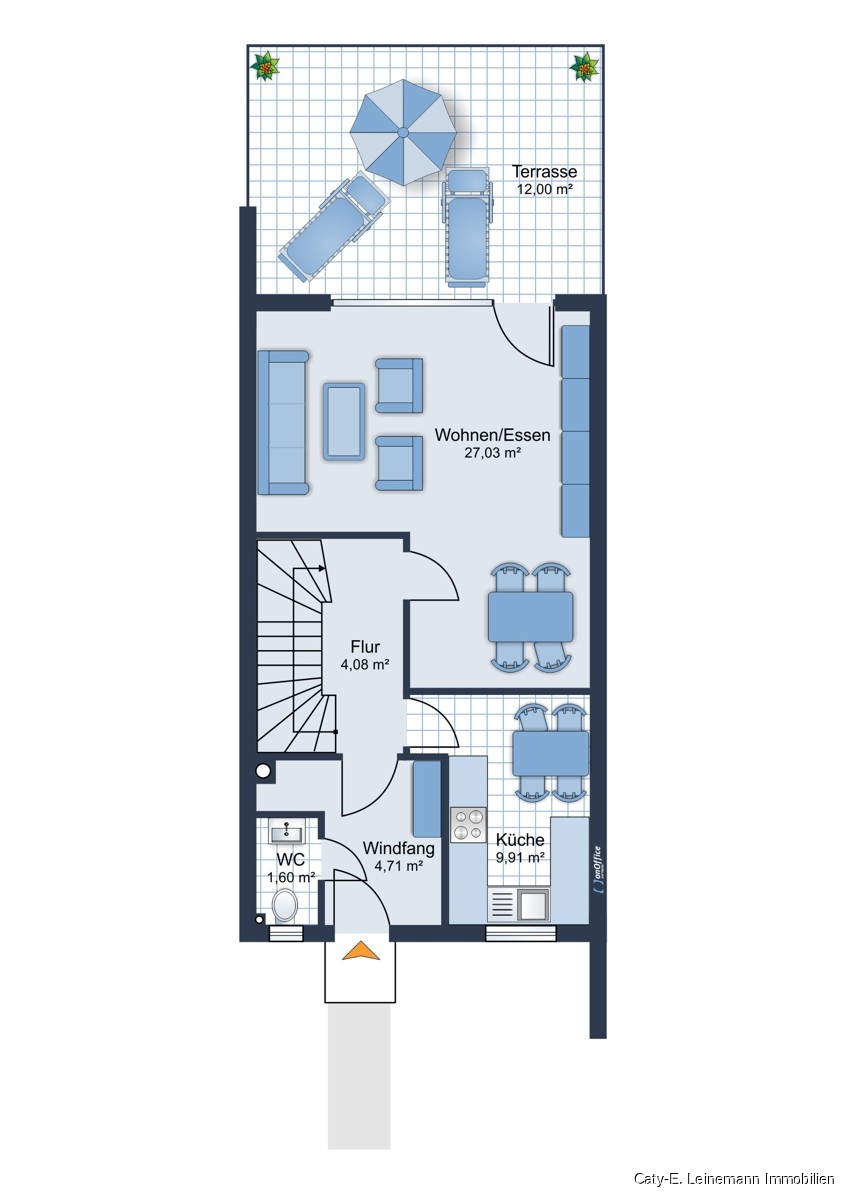 Grundriss Erdgeschoss Reihenmittelhaus Burgwedel