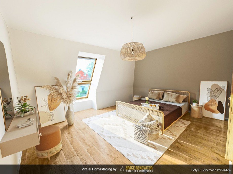 Schlafzimmer mit Mustereinrichtung Etagenwohnung Celle