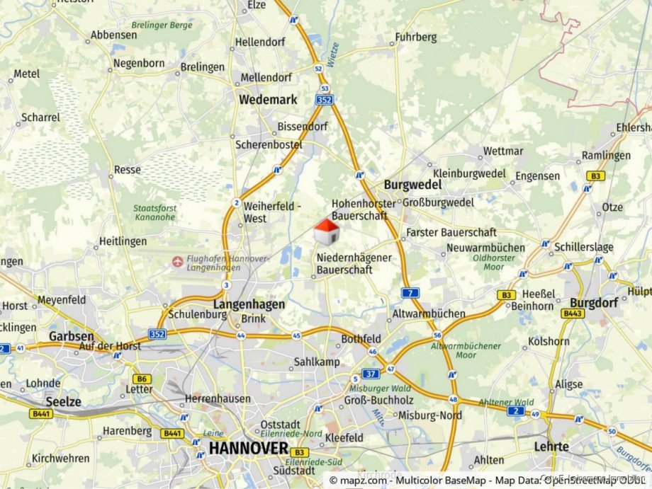 Gro�raumkarte Einfamilienhaus Isernhagen / Hohenhorster Bauerschaft