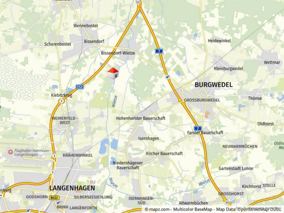 Gro�raumkarte Einfamilienhaus Wedemark / Bissendorf-Wietze
