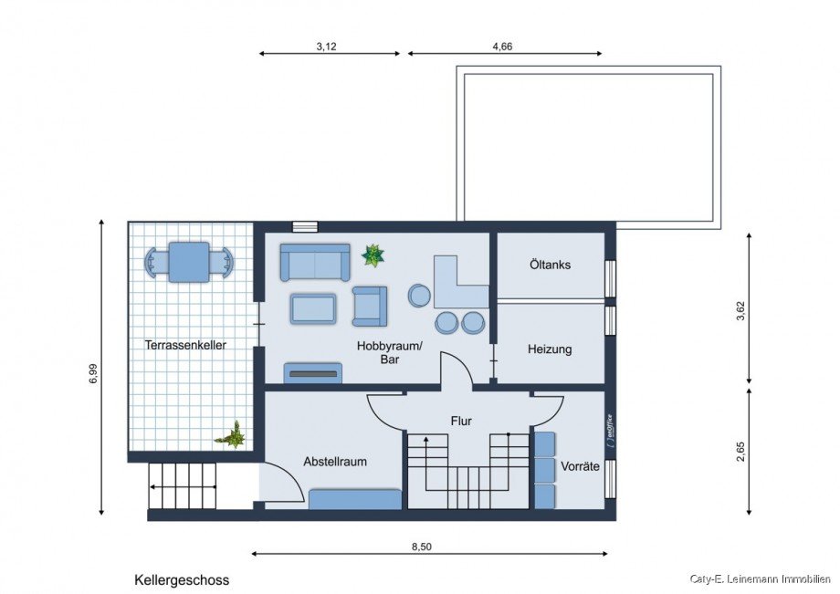 Grundriss Keller Reihenendhaus Burgwedel / Kleinburgwedel