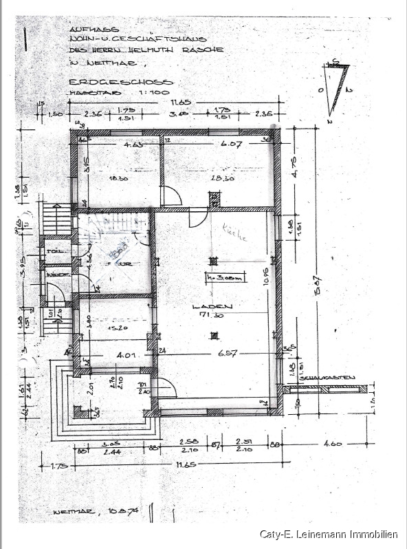 Grundriss mit ca.-Raumaufteilung Ladenlokal Burgwedel-Wettmar