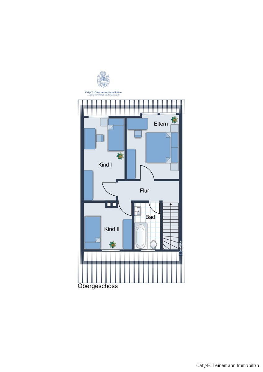 Grundriss Obergeschoss Reihenmittelhaus Burgwedel / Wettmar
