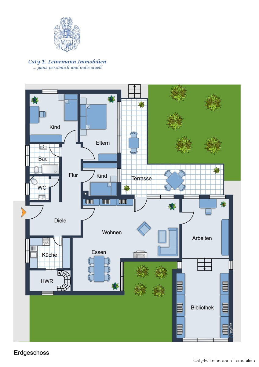 Grundriss Erdgeschoss Bungalow Burgwedel / Wettmar