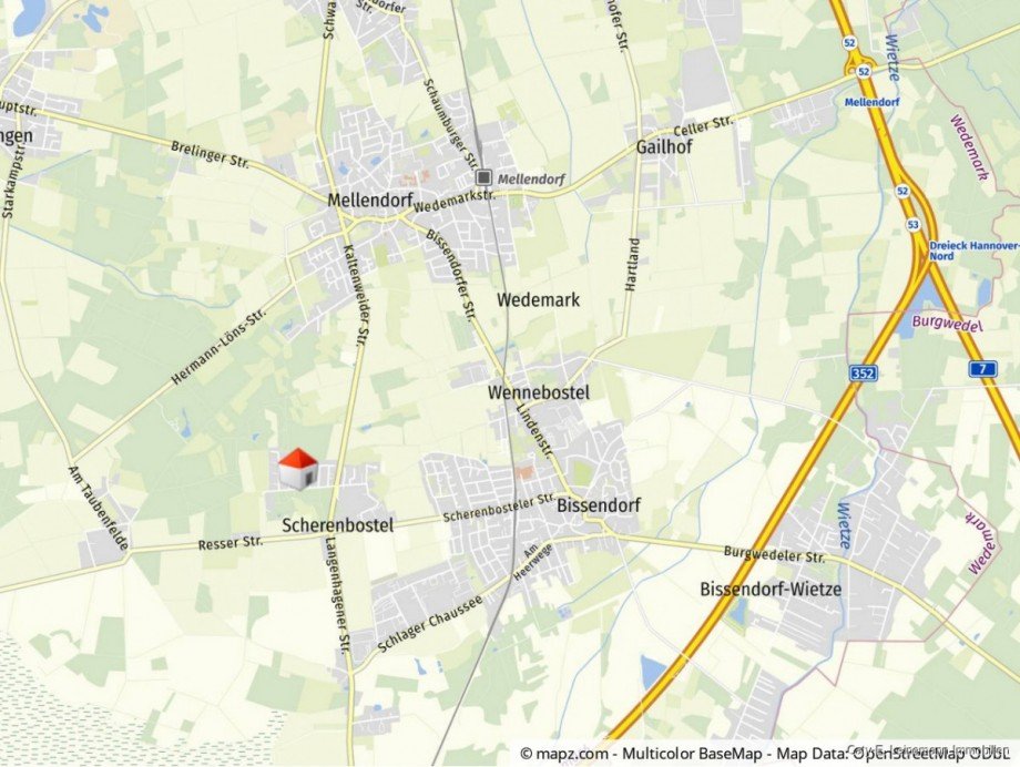 Lageplan Wohngrundst�ck Wedemark / Scherenbostel