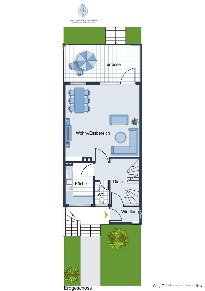Grundriss Erdgeschoss Reihenmittelhaus Burgwedel / Wettmar