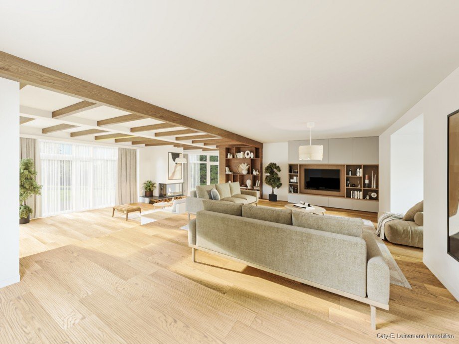 EG Wohnzimmer Beispieleinrichtung Einfamilienhaus Burgwedel / Lahberg