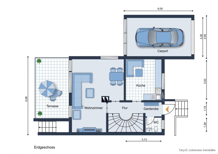 Grundriss EG Reihenendhaus Burgwedel / Kleinburgwedel