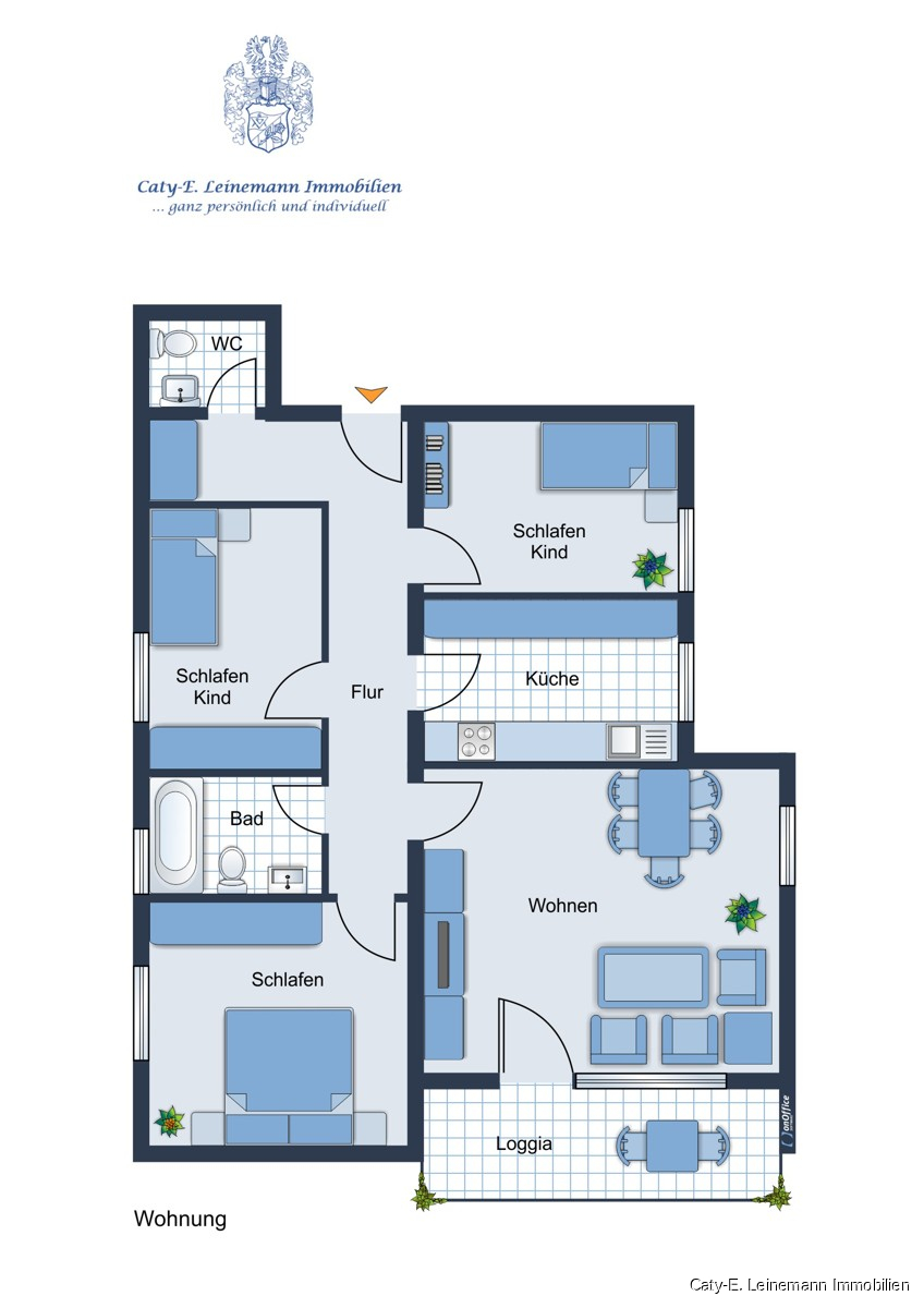 Grundriss einer Wohneinheit Etagenwohnung Nienburg (Weser)