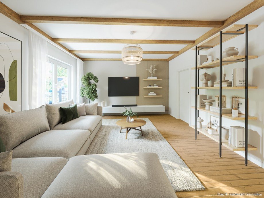 Erdgeschoss Wohnzimmer Beispieleinrichtung Einfamilienhaus Uetze / H�nigsen